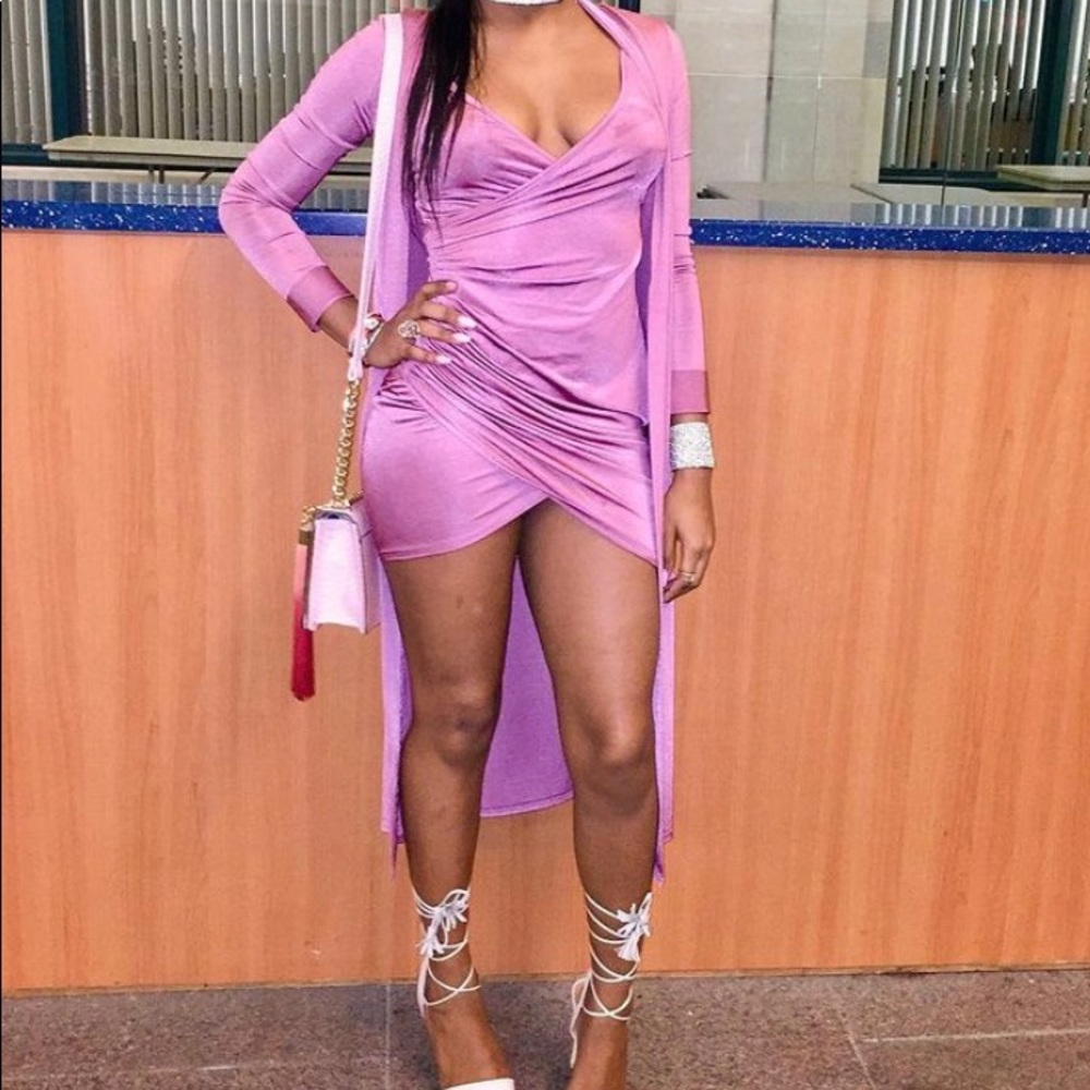 Boohoo Two Piece Dress & Duster Set Color “Rose”